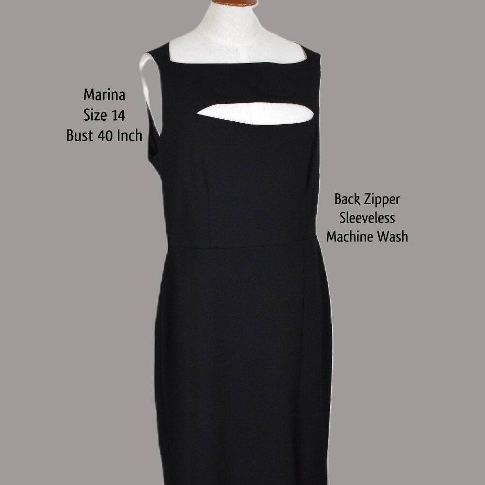 Marina Dress 14 Black Long Sleeveless Back Zipper Machine Wash